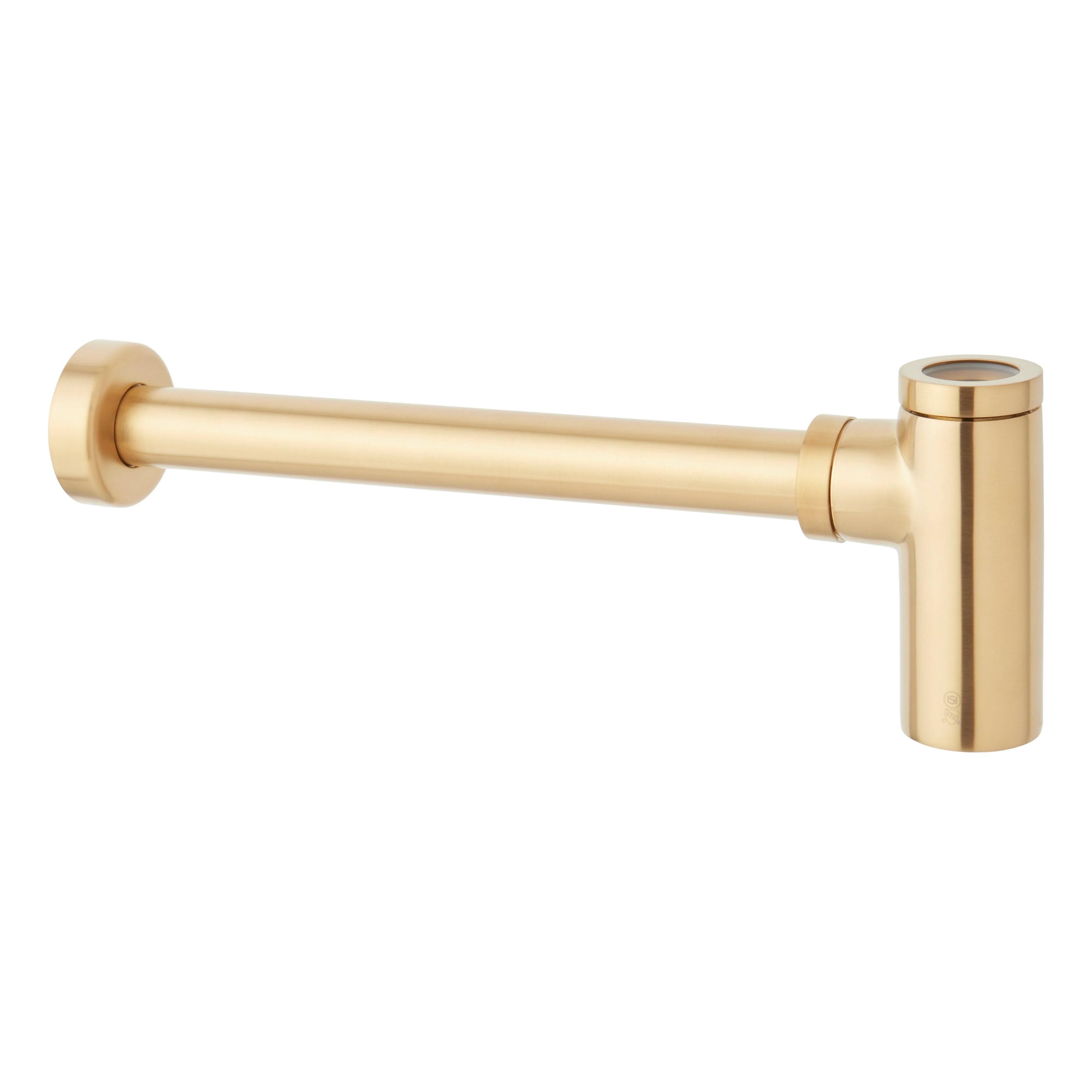 Signature Hardware SH365BG 1-1/4" X 1-1/4" Contemporary Bottle Trap with Box Flange Brushed Gold Rough Plumbing Pipe