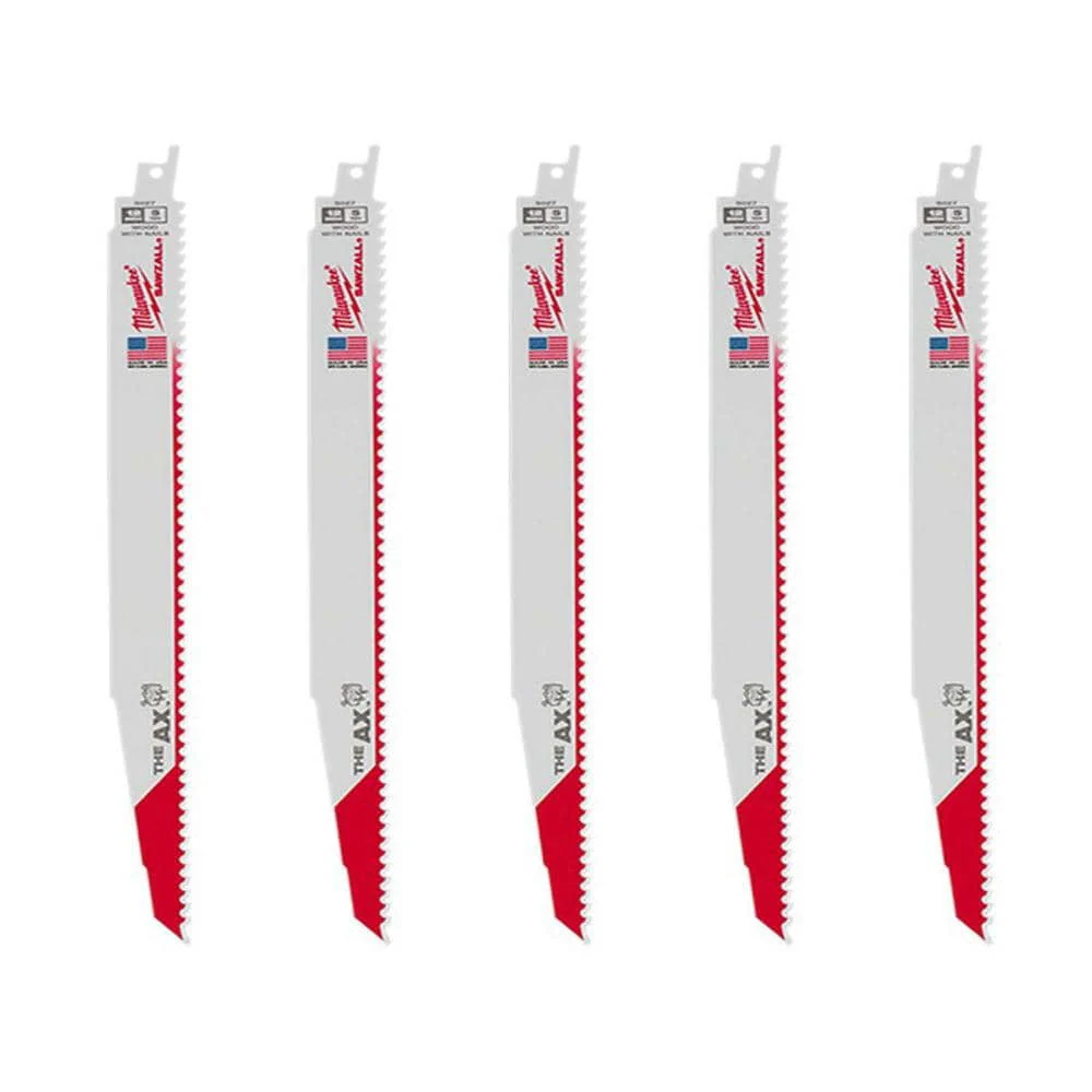 12 In. 5 TPI AX Nail Embedded Wood Cutting SAWZALL Reciprocating Saw Blades (5-Pack)