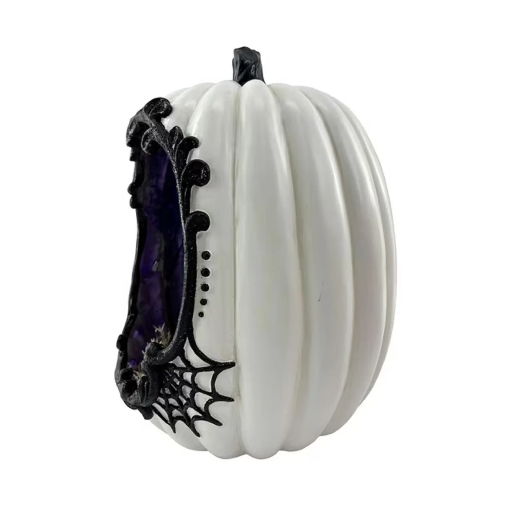 13.75" Pre-Lit Pumpkin Scene, White - Image 2