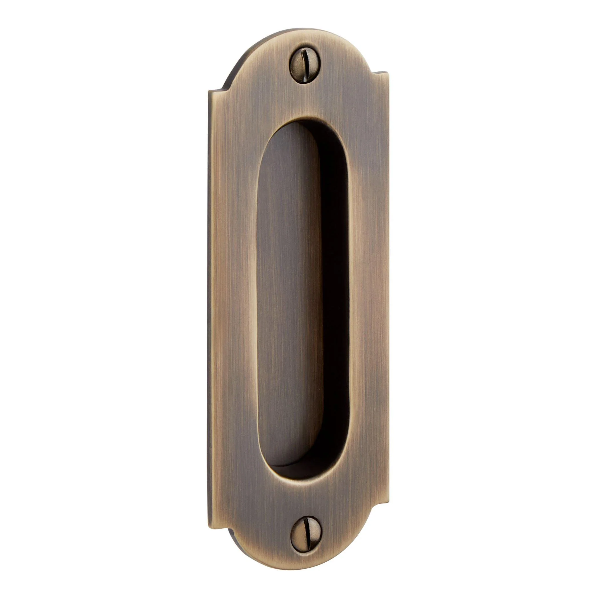 5" Gambon Recessed Brass Pocket Door Pull - Antique Brass