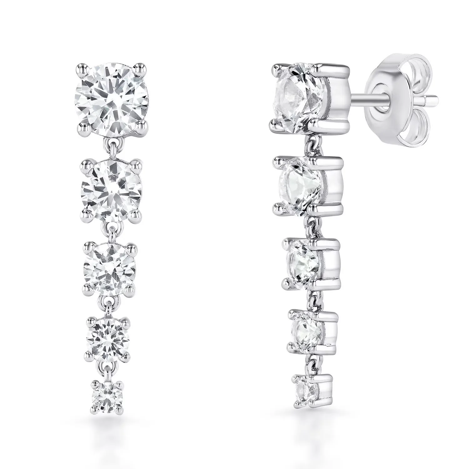925 Lab White Sapphire Box Earring Set - Image 2