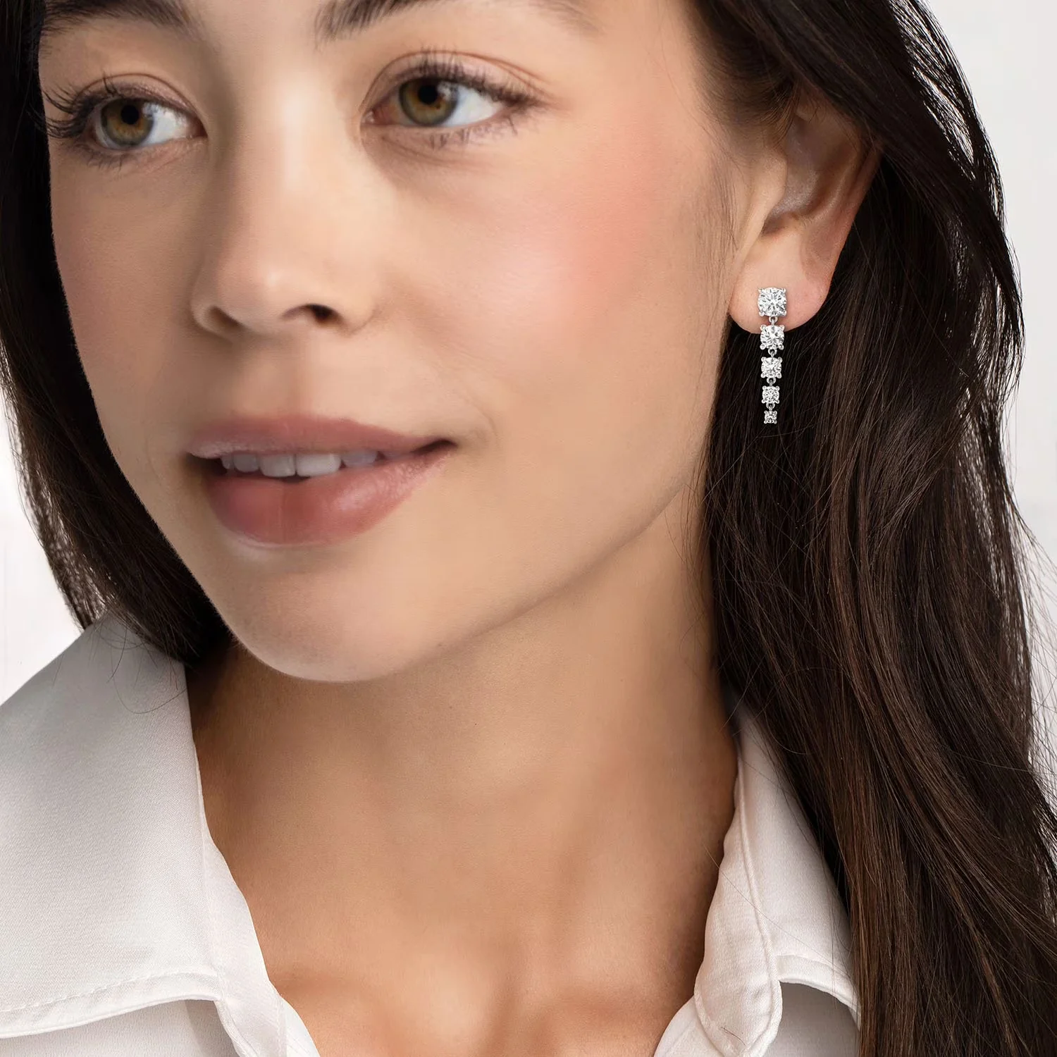 925 Lab White Sapphire Box Earring Set - Image 3