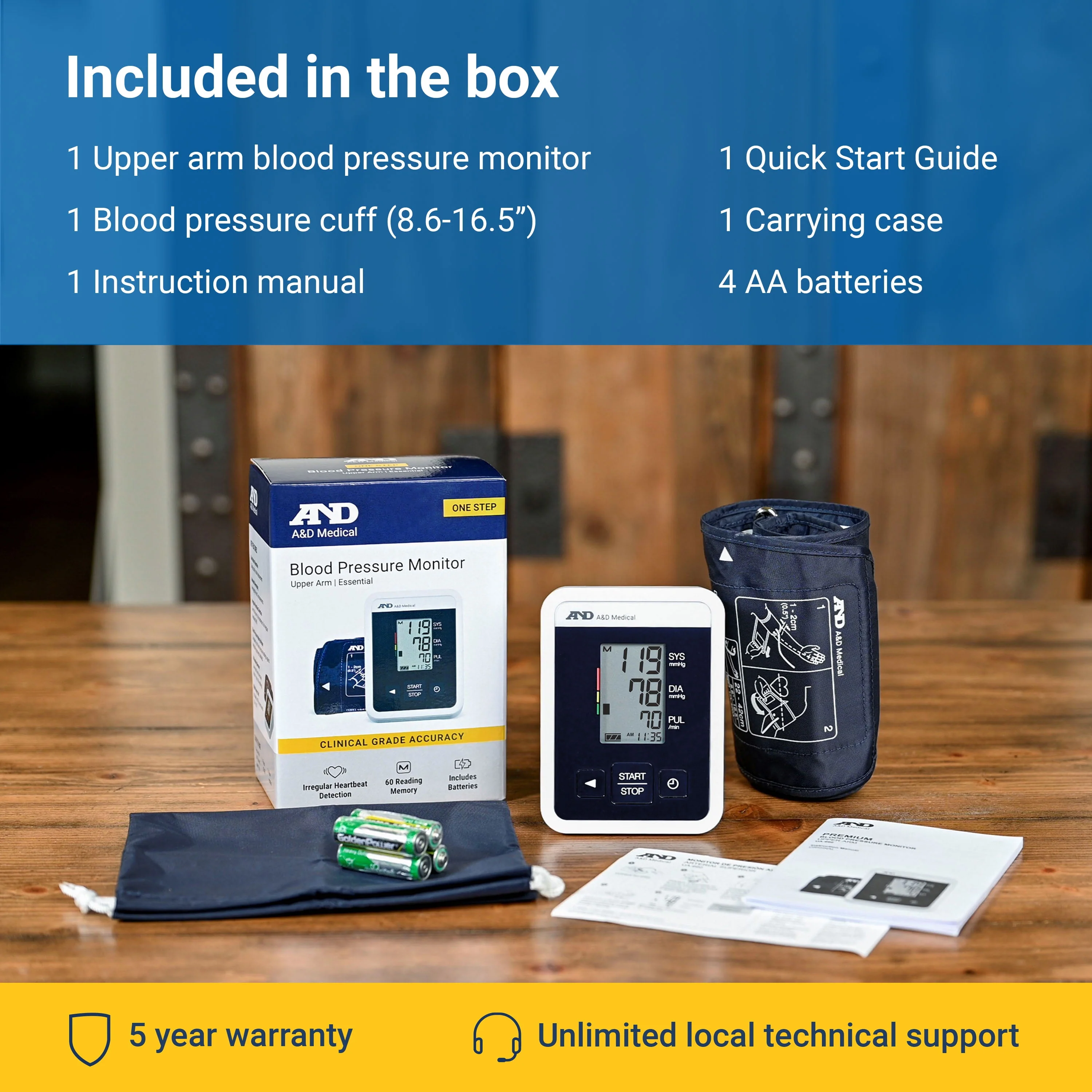 A&D Medical UA-660 One Touch Blood Pressure Monitor, Wide Range Cuff 8.6-16.5 in, Digital LCD Display, Battery Powered, Includes Travel Bag - Image 3