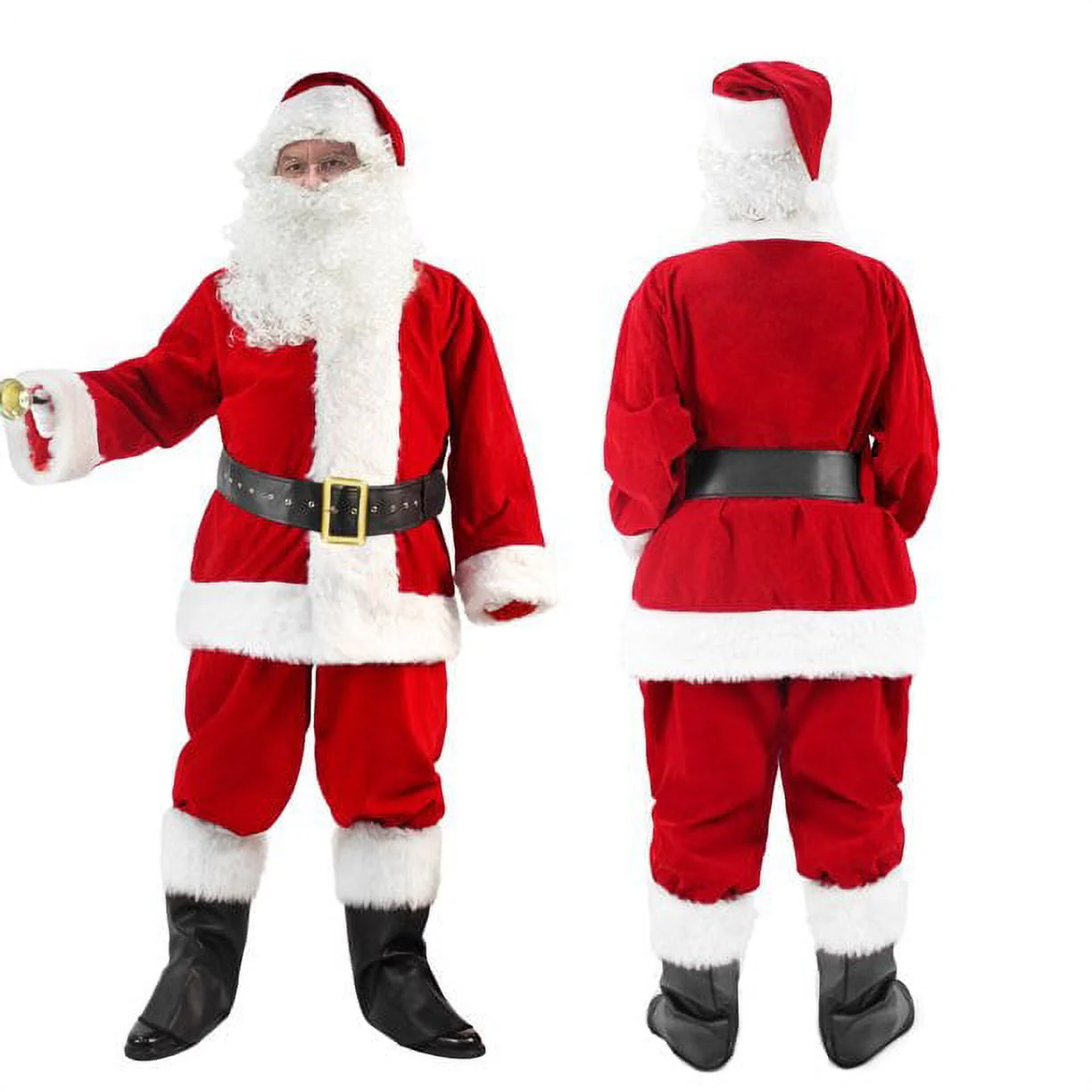 ABALAGU Deluxe Santa Costume for Men Santa Claus Suit, XL
