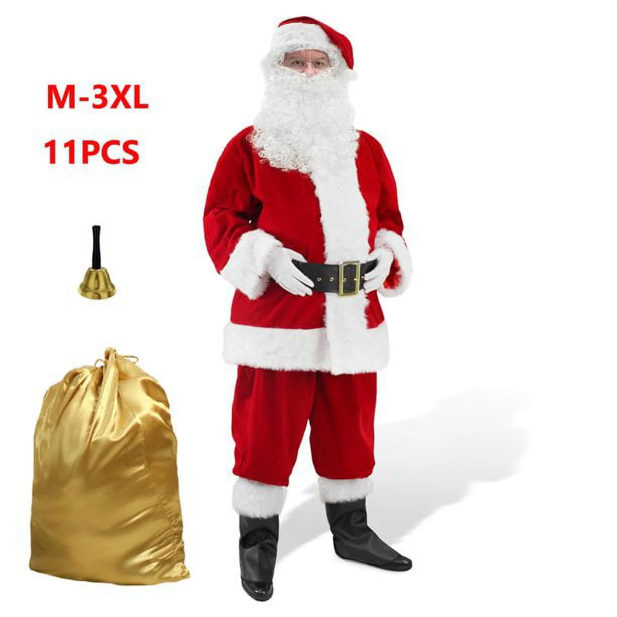 ABALAGU Deluxe Santa Costume for Men Santa Claus Suit, XL - Image 2