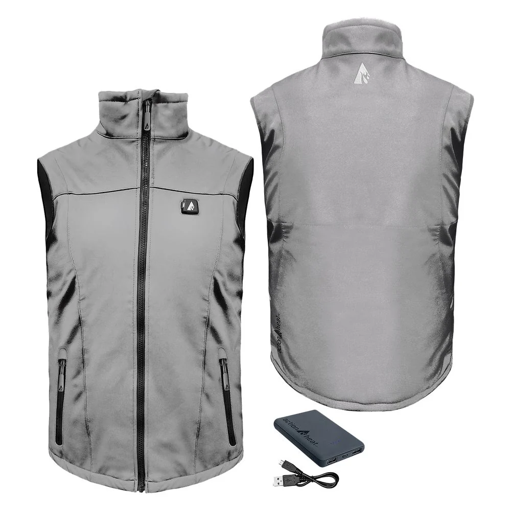 ActionHeat 5V Battery-Heated Softshell Vest for Men Grey, 2XL - Image 2