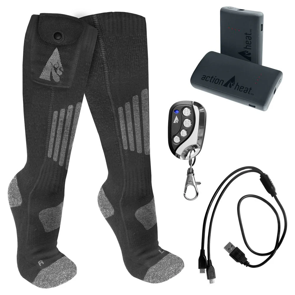 ActionHeat AH-SK-3V-C-S-M Cotton 3.7V Rechargeable Heated Socks 2.0 with Remote - S/M - Image 5