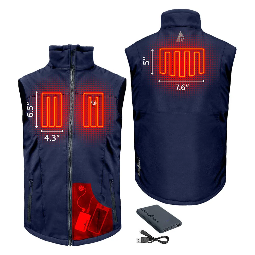 ActionHeat AH-VST-5V-M-N-X 5V Battery-Heated Softshell Vest for Men - Navy - 2XL - Image 2