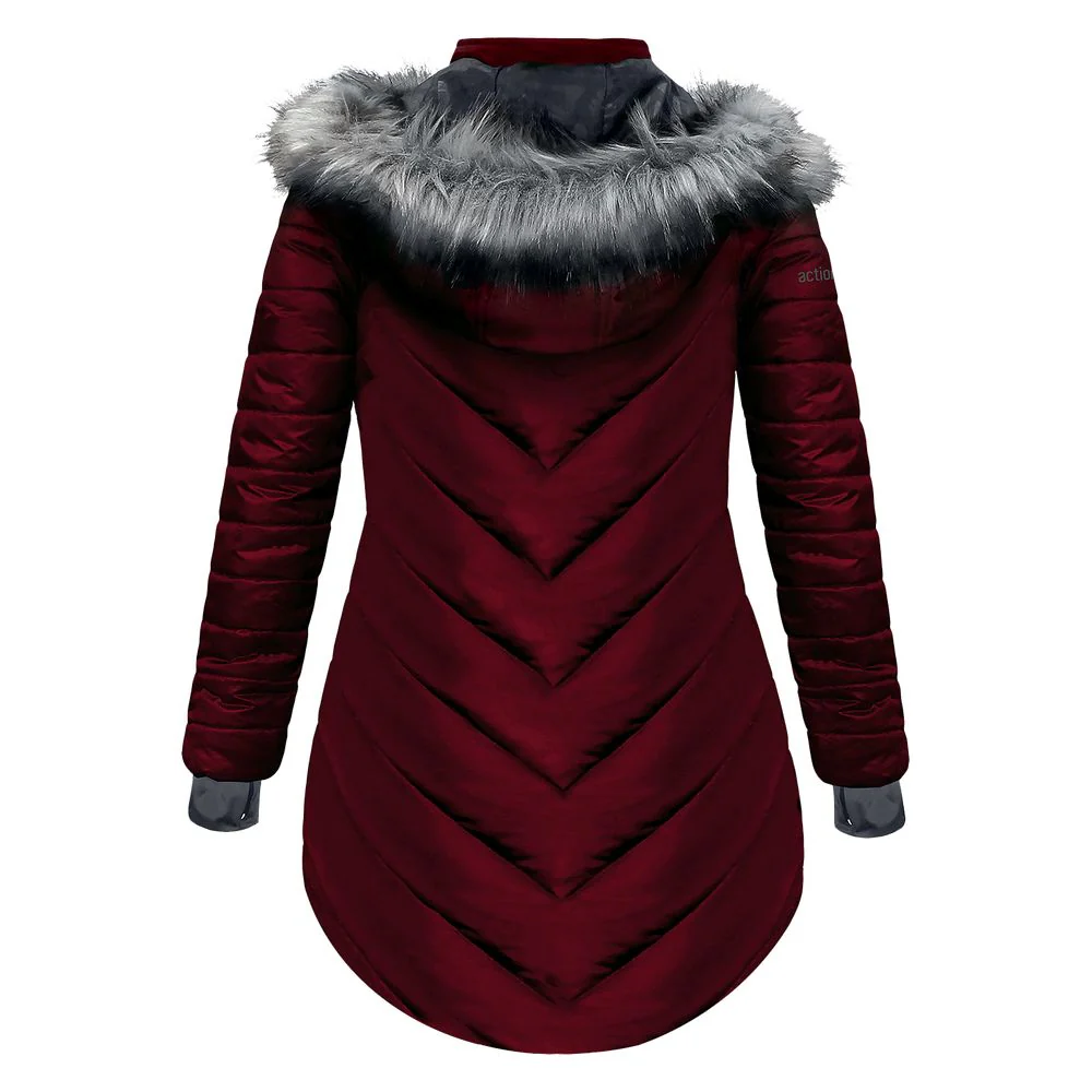ActionHeat AHLPJKT-5V-WW-L 5V Heated Long Puffer Jacket with Hood for Ladies - Wine - L - Image 3