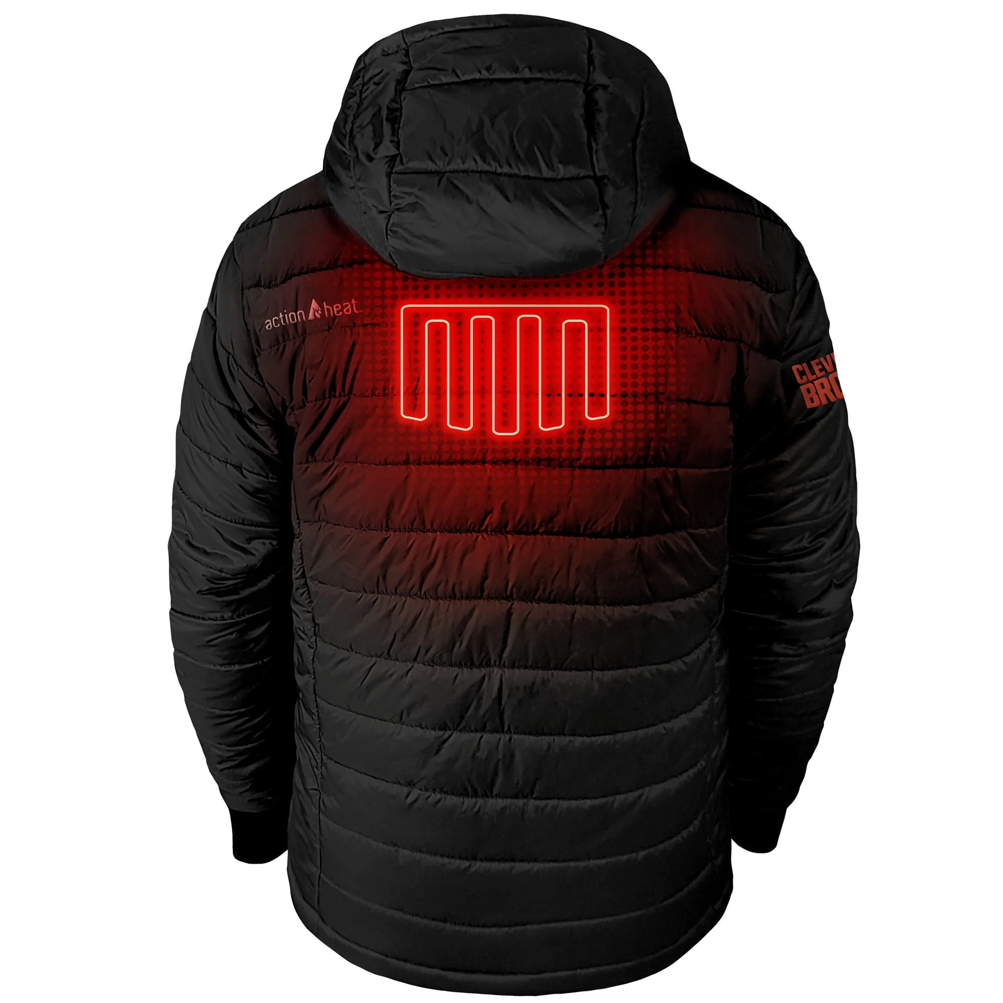 ActionHeat Men's Cleveland Browns 5V Battery Heated Insulated Black Puffer Full-Zip Hoodie Jacket AHCLV5PJ-MBL - Image 6