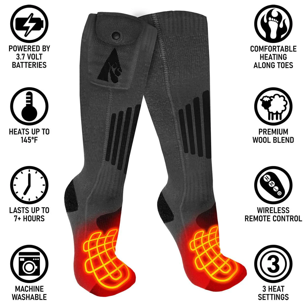 ActionHeat Wool 3.7V Rechargeable Heated Socks 2.0 with Remote, 2XL - Image 3