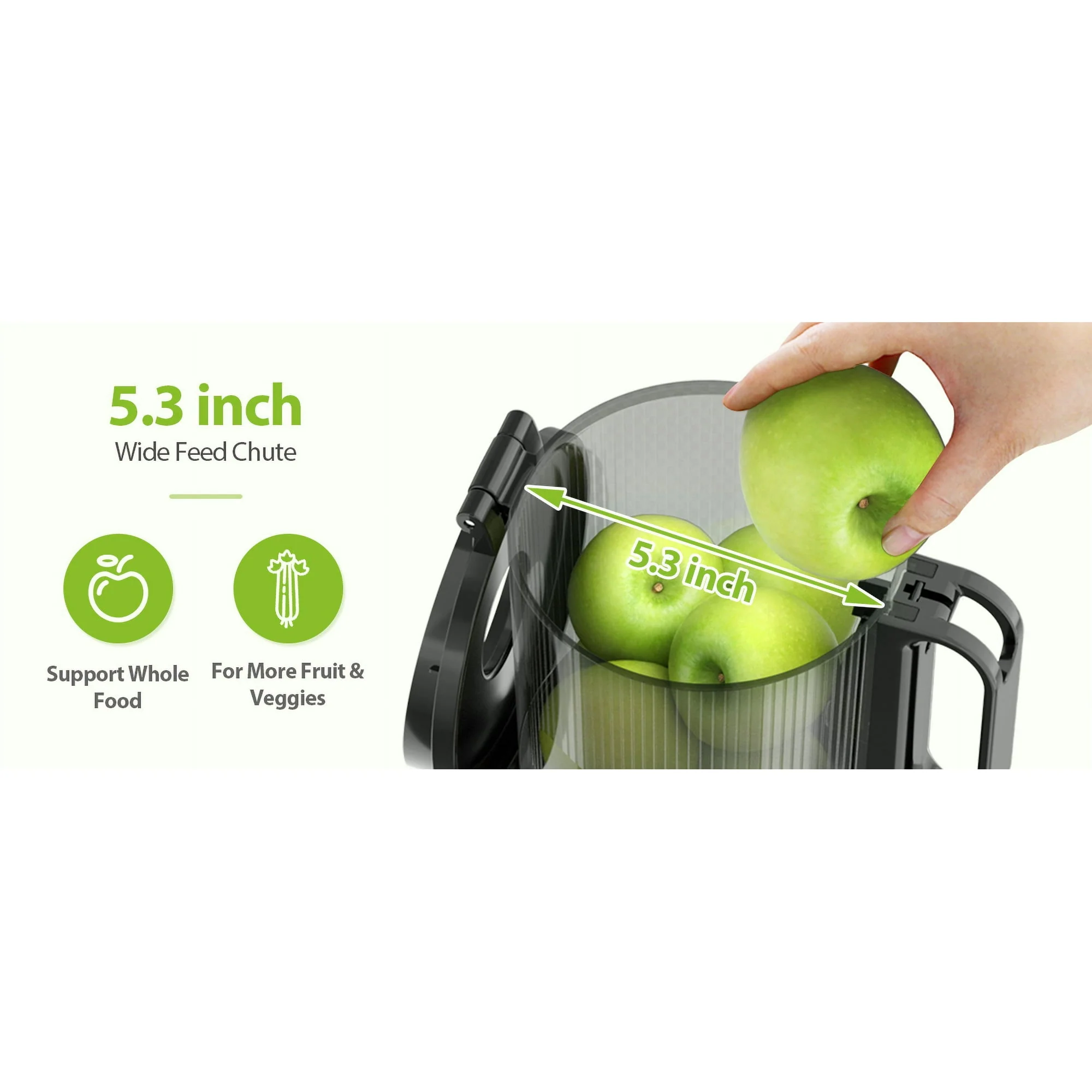 Aeitto SJ-041-2 250W Masticating Juicer, Cold Press with 5.3" Feed Chute & 1.7L Capacity, Grey - Image 5