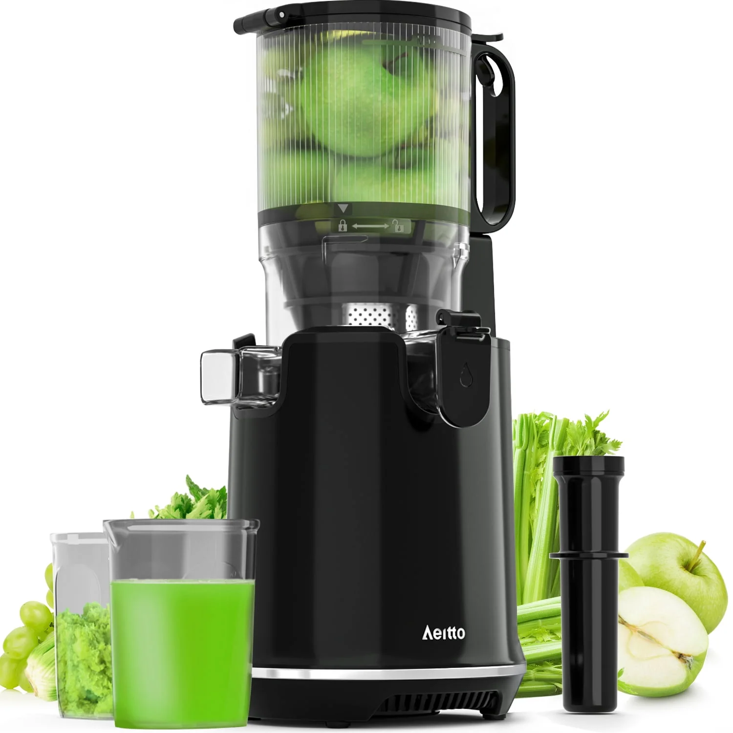 Aeitto SJ-041 Juicer Machine with 5.3" Large Feed Chute, 250W Whole Fruit juicer, 1.7L Large Capacity Juicer, Black