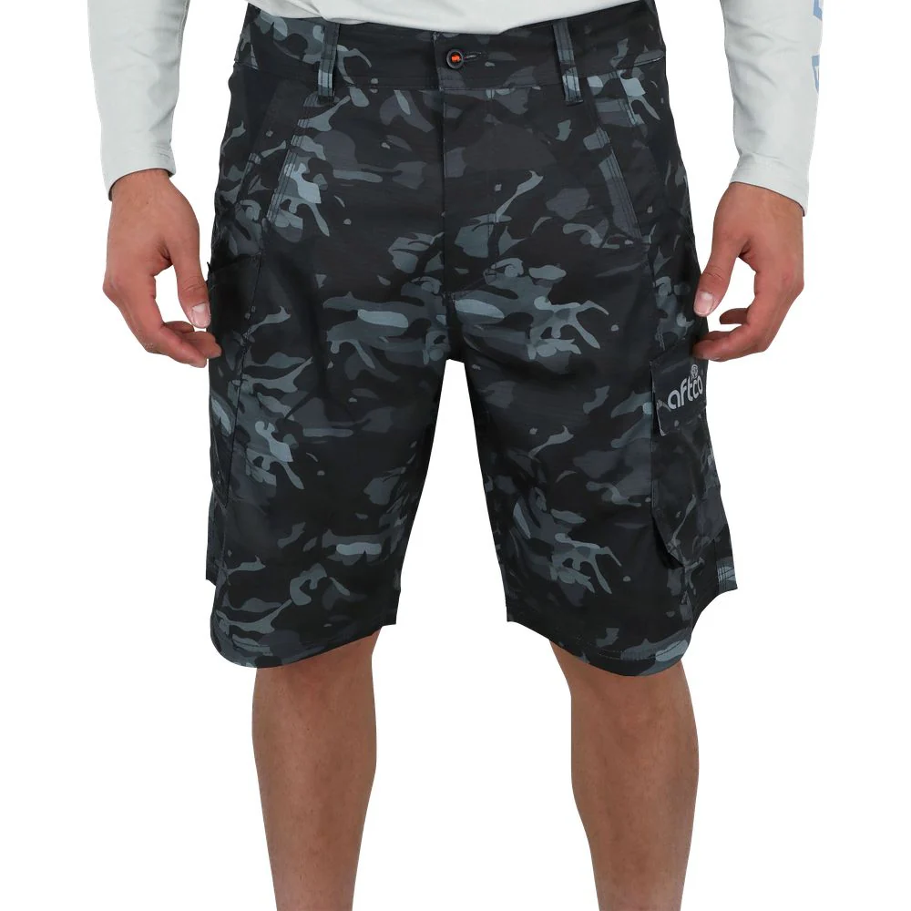 AFTCO Tactical Fishing Shorts for Men - Black Camo - 38