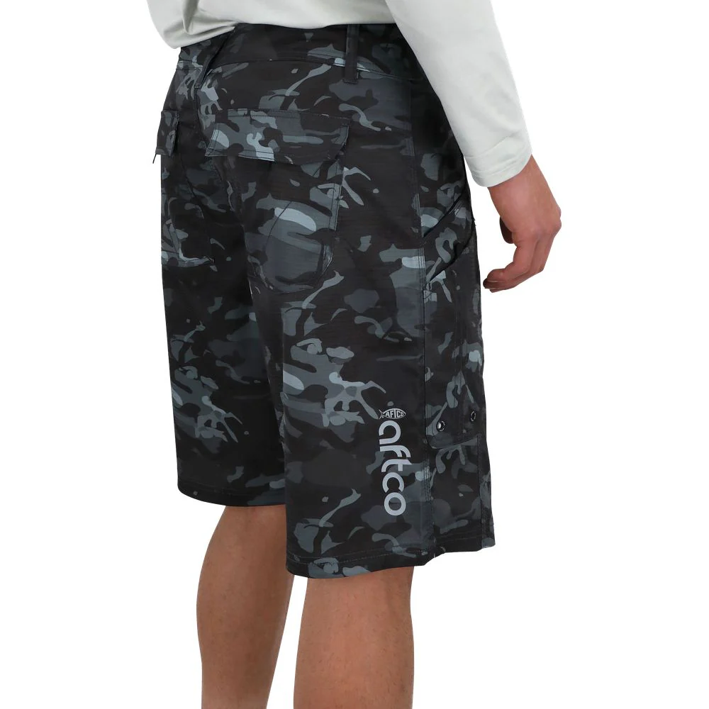 AFTCO Tactical Fishing Shorts for Men - Black Camo - 38 - Image 4