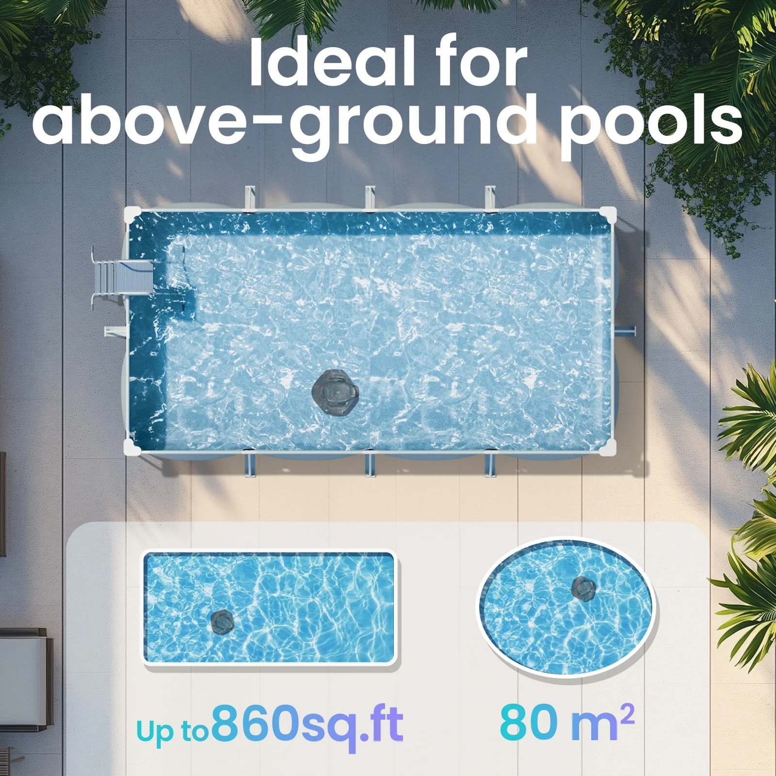 Aiper Scuba 800W Cordless Robotic Pool Cleaner, Lightweight, 1320 GPH Pump, 90-Minute Battery, Gray - Image 3