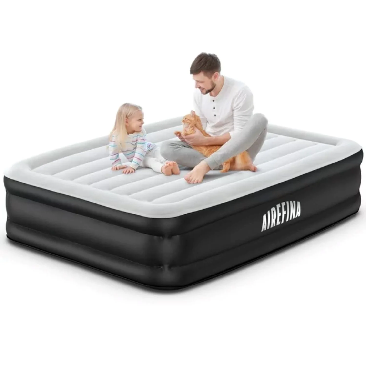 Airefina WMT-A05-GY Full Size Air Mattress with Built-in Pump, Quick Self-Inflation/Deflation in 2.5 Mins, 650lb MAX