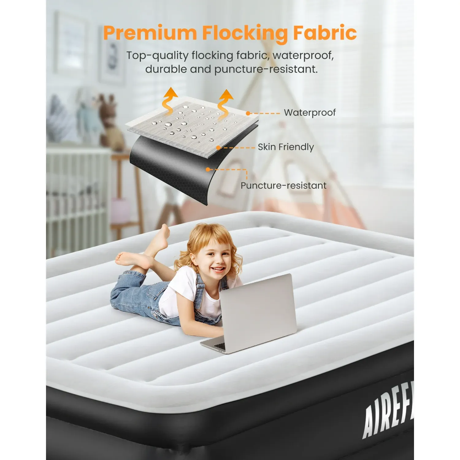 Airefina WMT-A05-GY Full Size Air Mattress with Built-in Pump, Quick Self-Inflation/Deflation in 2.5 Mins, 650lb MAX - Image 3