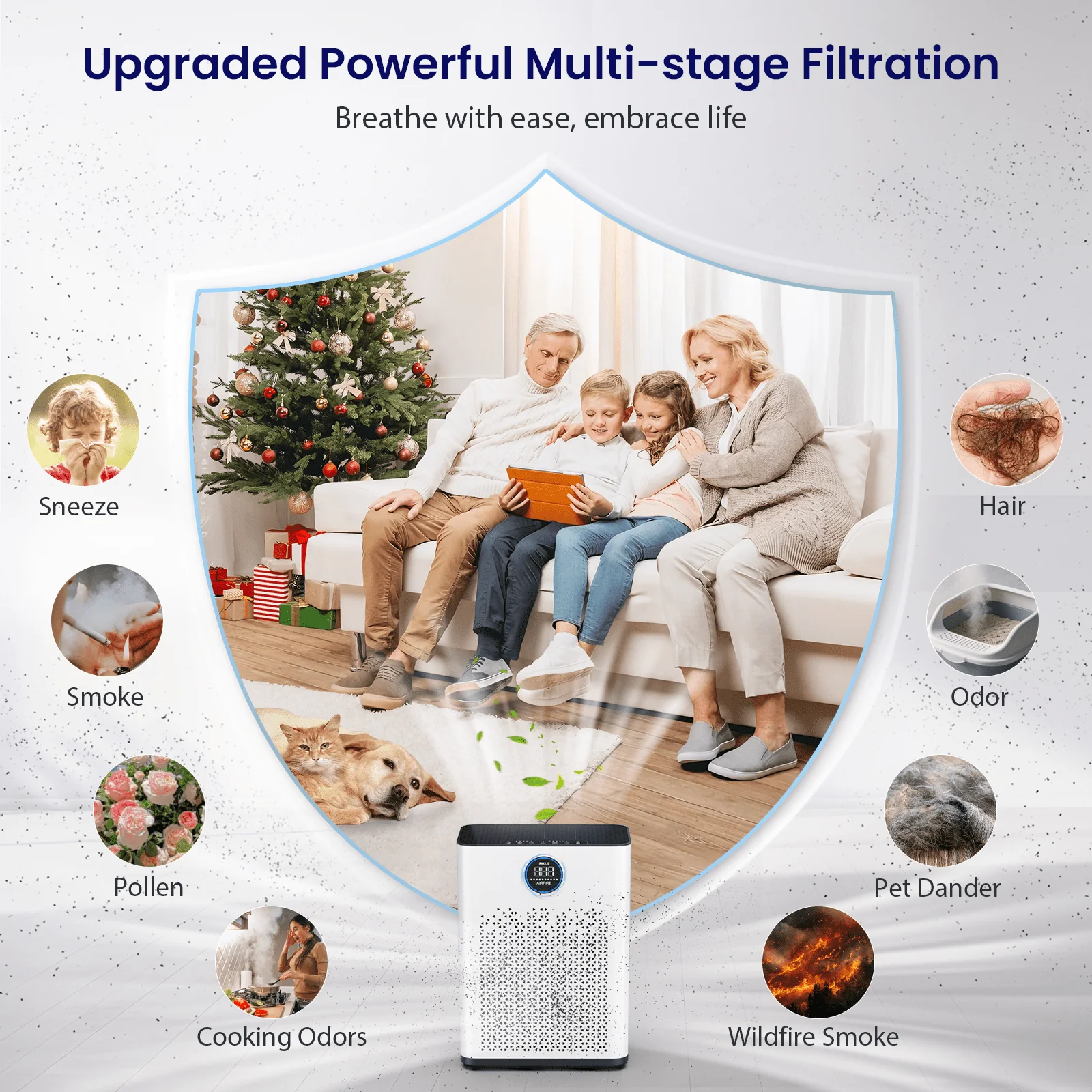 AIRFIRE AP307 HEPA Air Purifier with Medical Grade H14 Filter, White and Black - Image 2