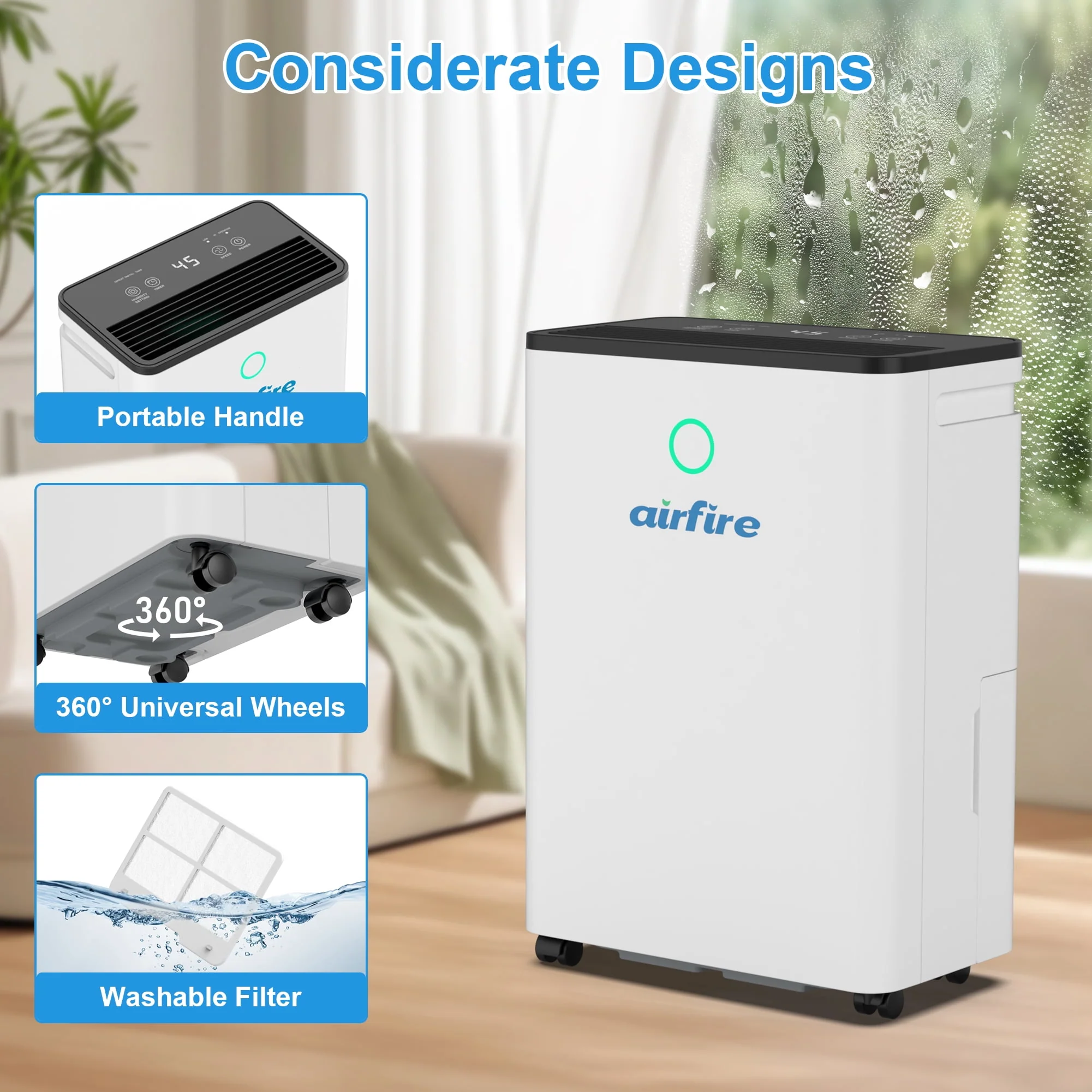 Airfire PD8R-03BE Dehumidifier, 19 Pint (DOE) Dehumidifier with Drain Hose - Image 4