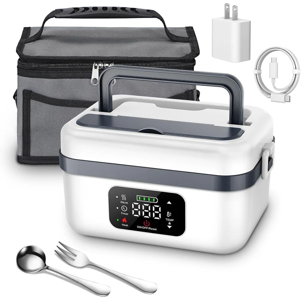 ALEXUNICON Cordless Electric Lunch Box w/1L Removable Stainless Steel Container, White - Image 2