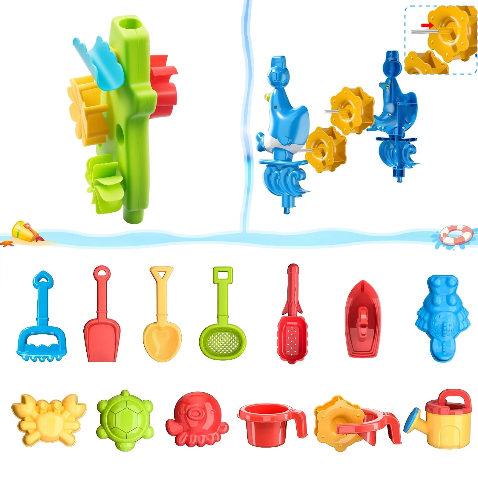 ALLJOY 5-Tier Water Table, Multicolor, Outdoor Sand and Water Play Toy for Toddlers Ages 4-10 - Image 6