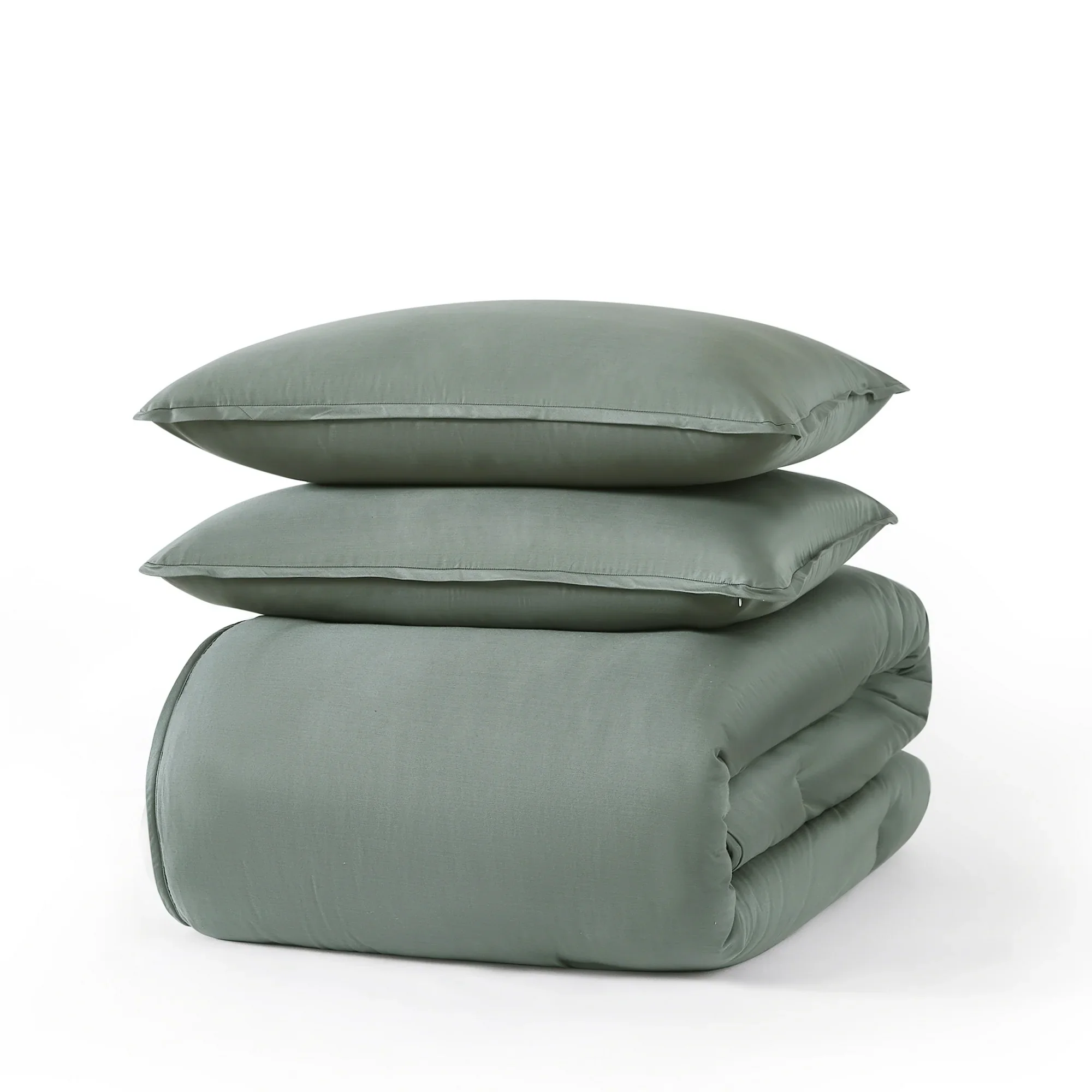 Allswell AW6401325722-06 3 Piece 400 Thread Count Flag Stone Green Cotton Lyocell Blend Comforter Set, Adult King - Image 2