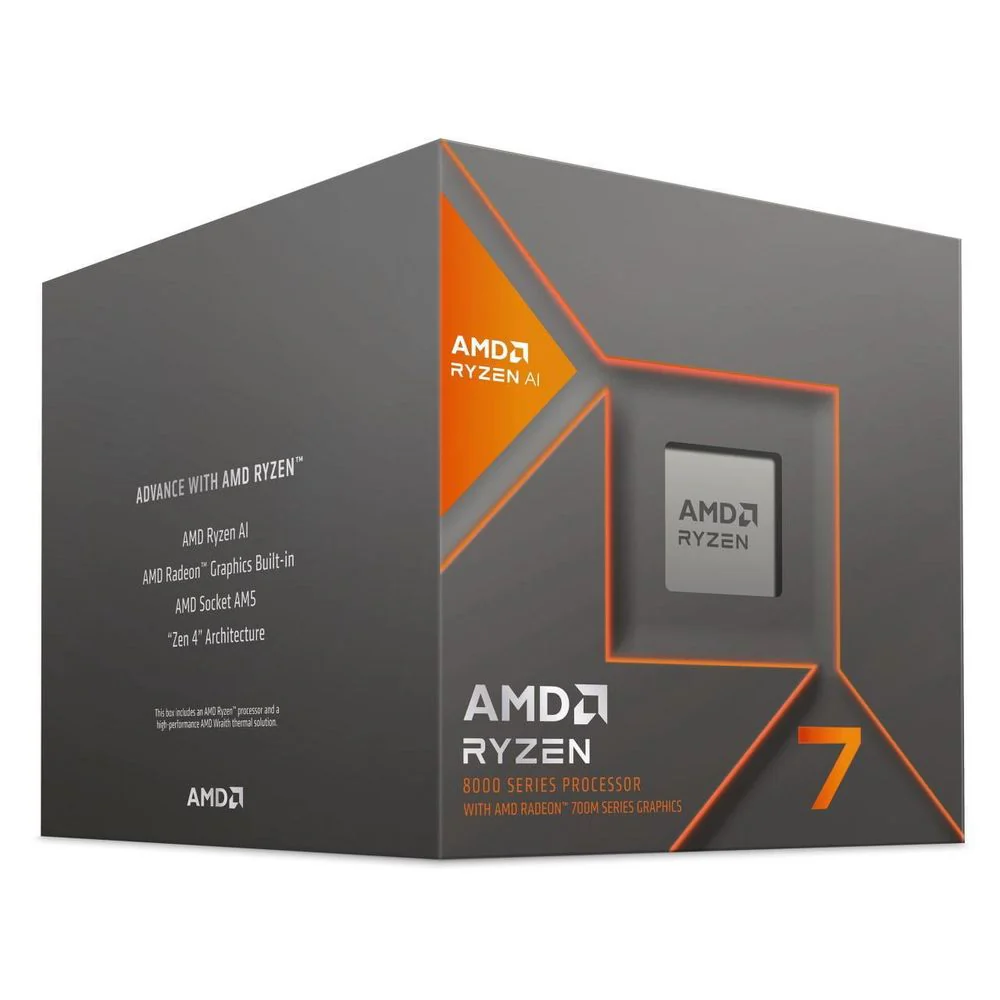 AMD Ryzen 7 8700G Desktop Processor, 8-Core 16-Thread, 4.2 GHz Base, 5.1 GHz Max Boost, Socket AM5, 65W, Integrated Radeon 780M Graphics, Silver - Image 2