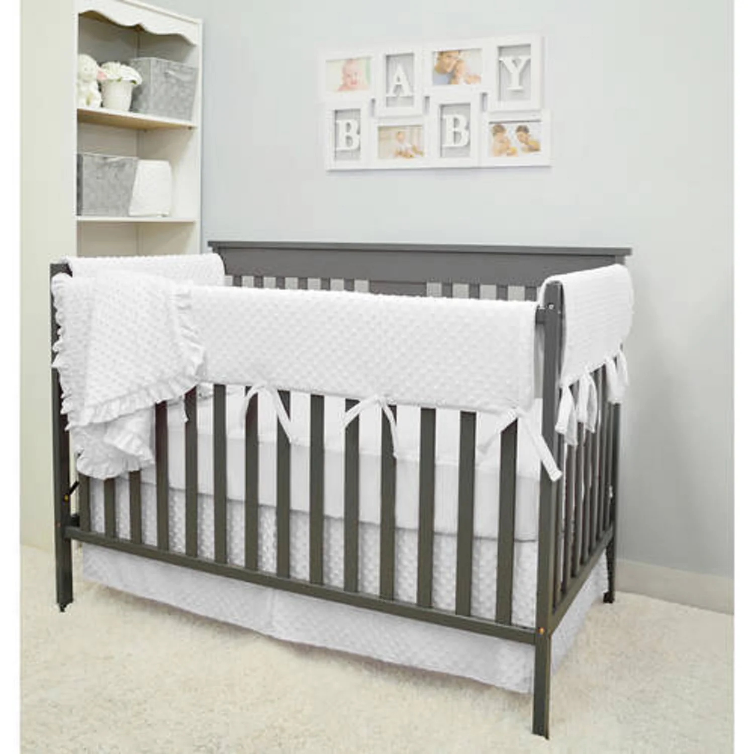 American Baby Company Heavenly Soft 6 Piece Crib Rail Bedding Set, White - Material: Polyester - Image 3