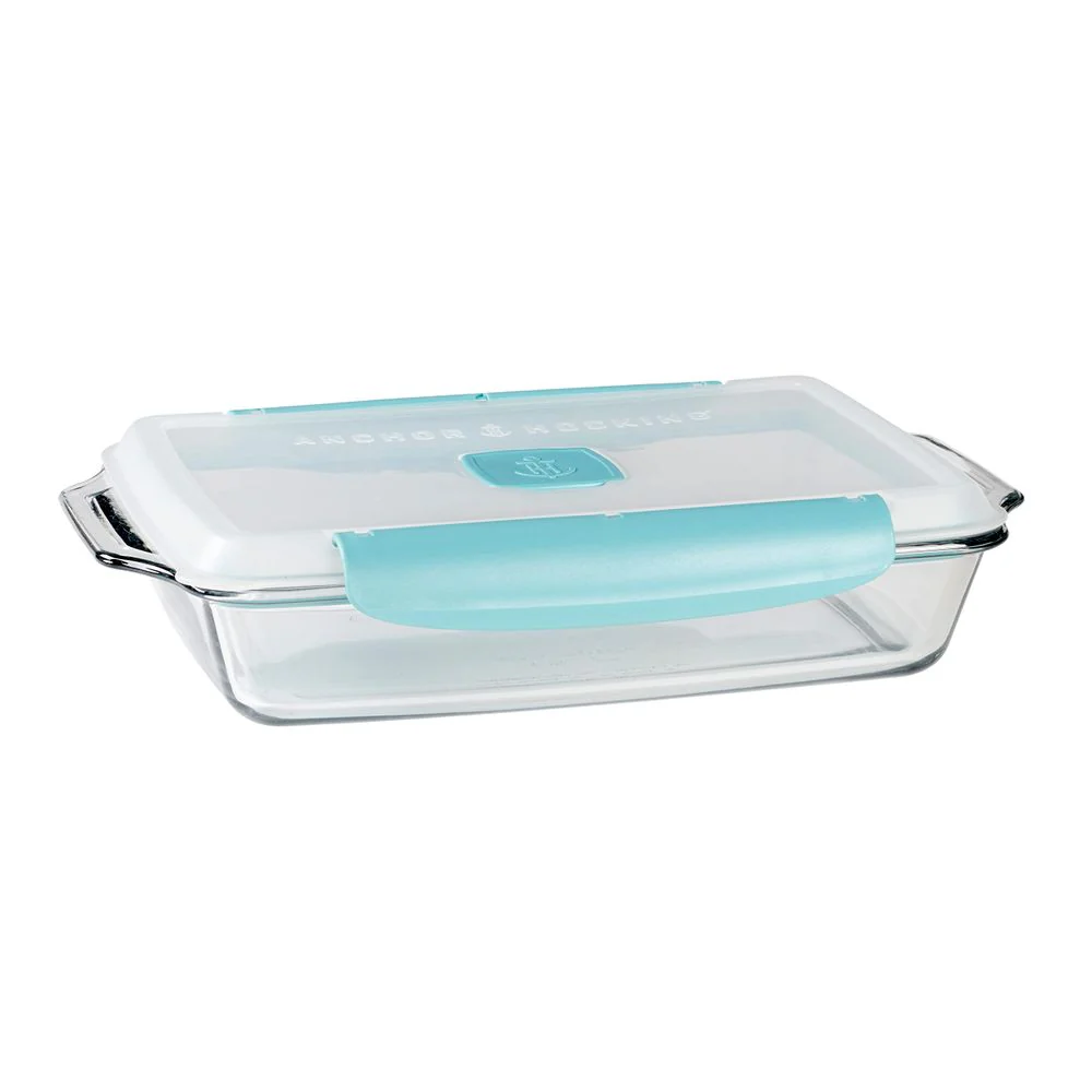 Anchor Hocking TrueLock Glass Baking Dish with Locking Lid, 3 Quart, 9 in by 13 in, Tempered Glass, Oven Safe