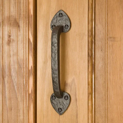 Angled Cast Iron Spade Pull - Beeswax Iron