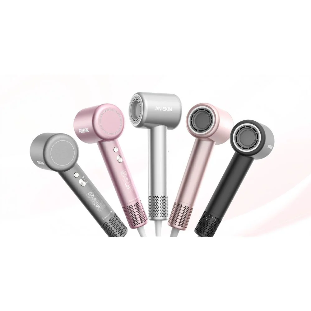 Aniekin Ionic High-Speed Hair Dryer, 1400W Brushless Motor, Thermo Control, Magnetic Diffuser, Lightweight Compact Design, Pink, F2 - Image 2