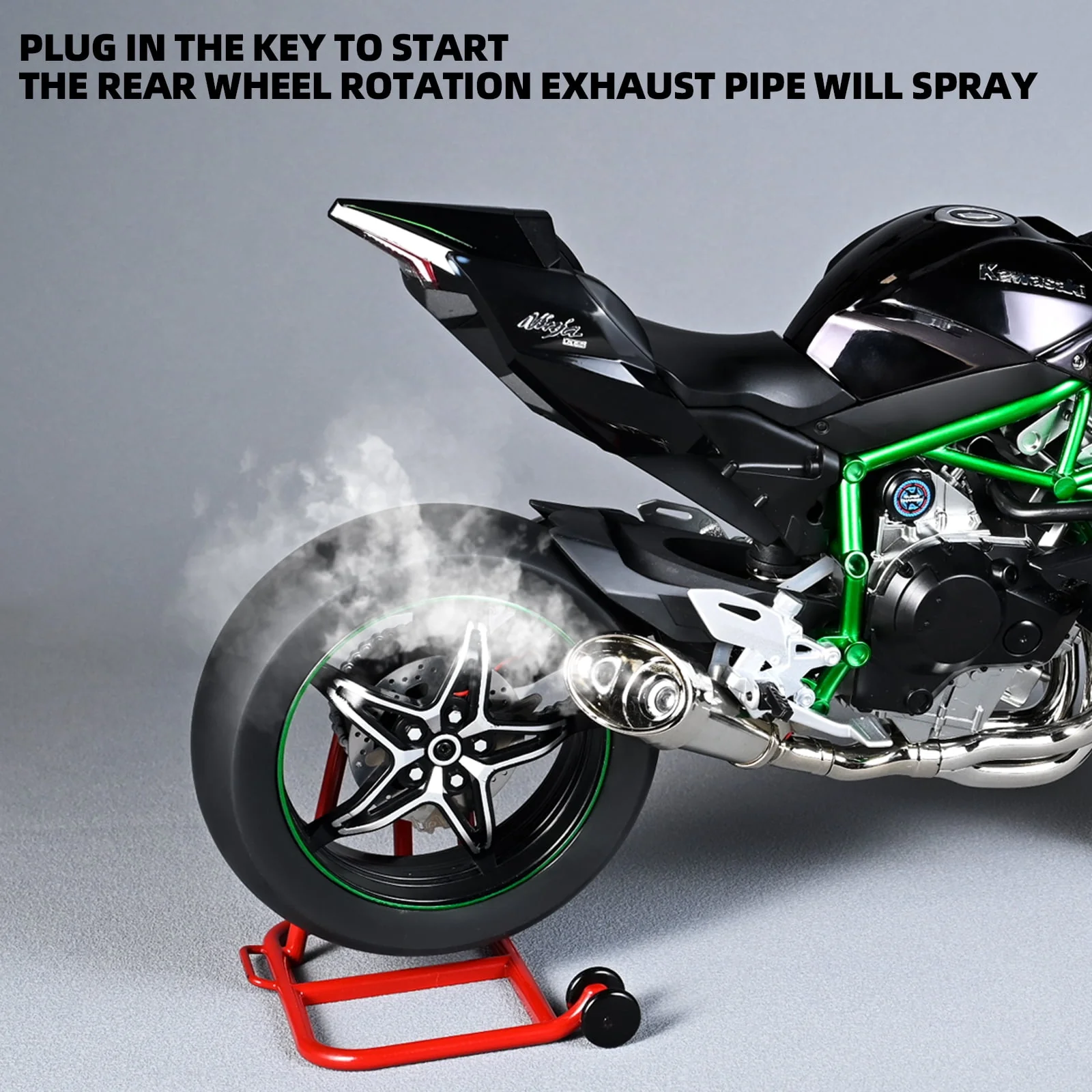 Anmyjuly Die Cast Kawasaki Ninja H2R Racing Motorcycle 1:6 Scale Alloy Collectible Black - Image 2