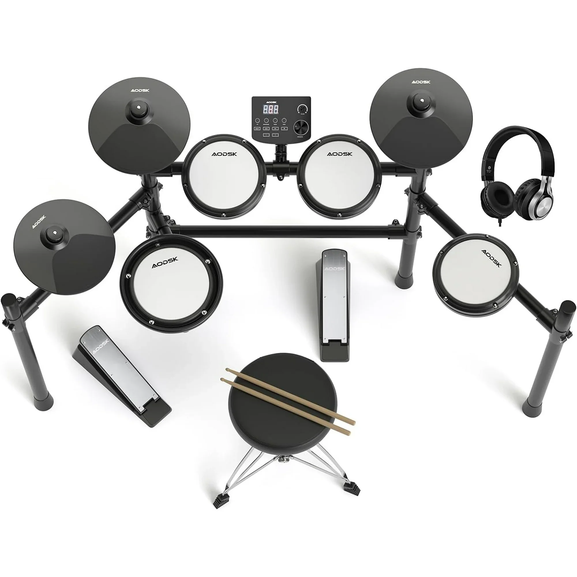 AODSK AED-403 Electric Drum Set with Quiet Mesh Pads