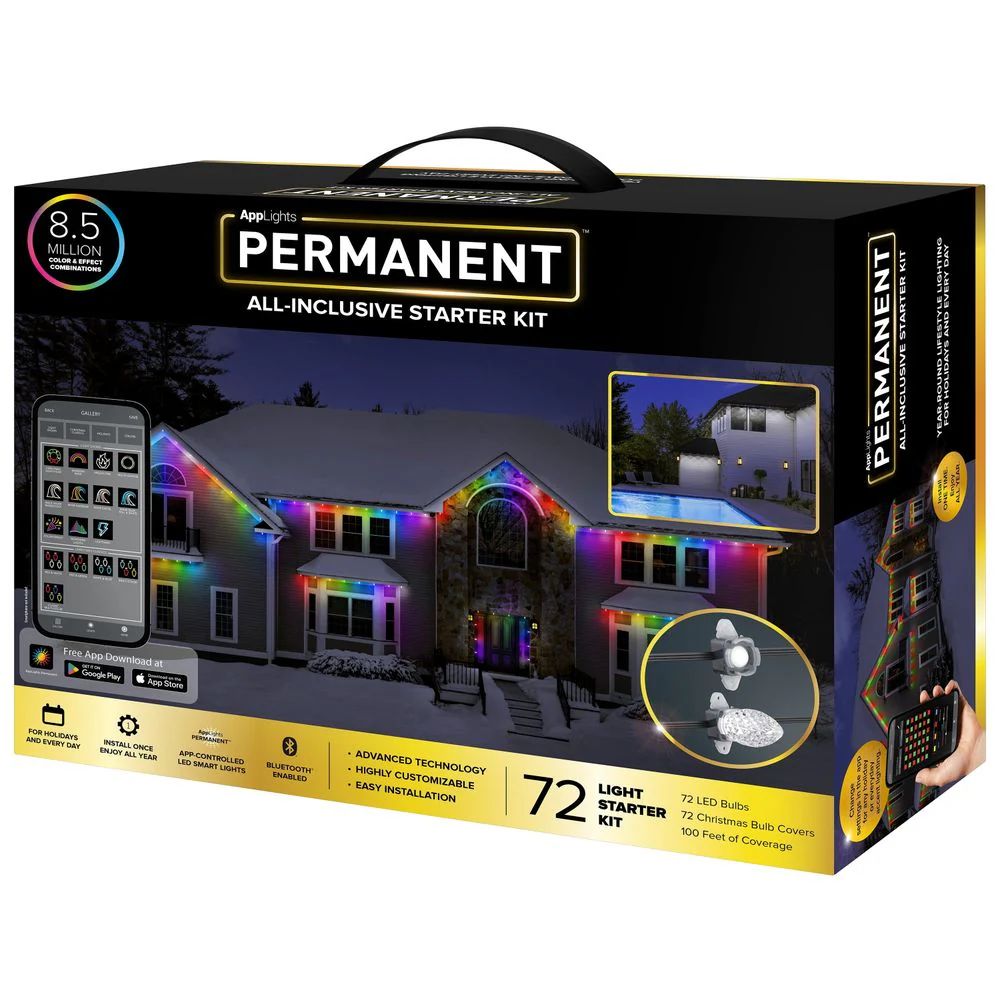 AppLights PERMANENT Starter Kit Christmas Light String with 72 LEDs, 100 feet, Black - Image 2