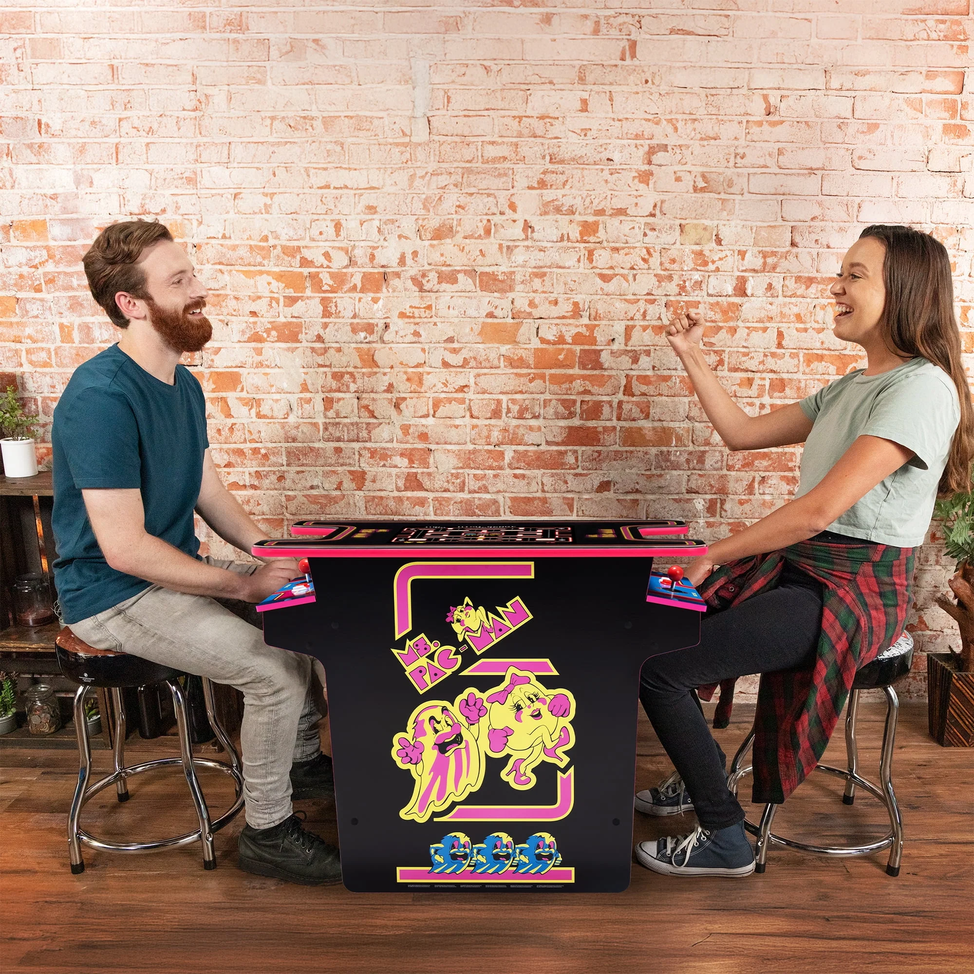 Arcade1Up Ms.PAC-MAN Head-to-Head Arcade Machine, Retro Cocktail-Style Home Arcade Table with 12 Classic Games, Light-Up Control Deck, Real-Feel Joysticks, MSP-H-501200 - Image 6