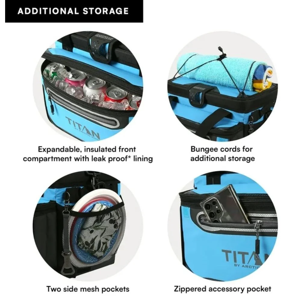 Arctic Zone Titan Soft Cooler with Iceless Ice Blanket, Zipperless Wide-Mouth, 25-Quart, Bright Blue, 38-Can - Image 4
