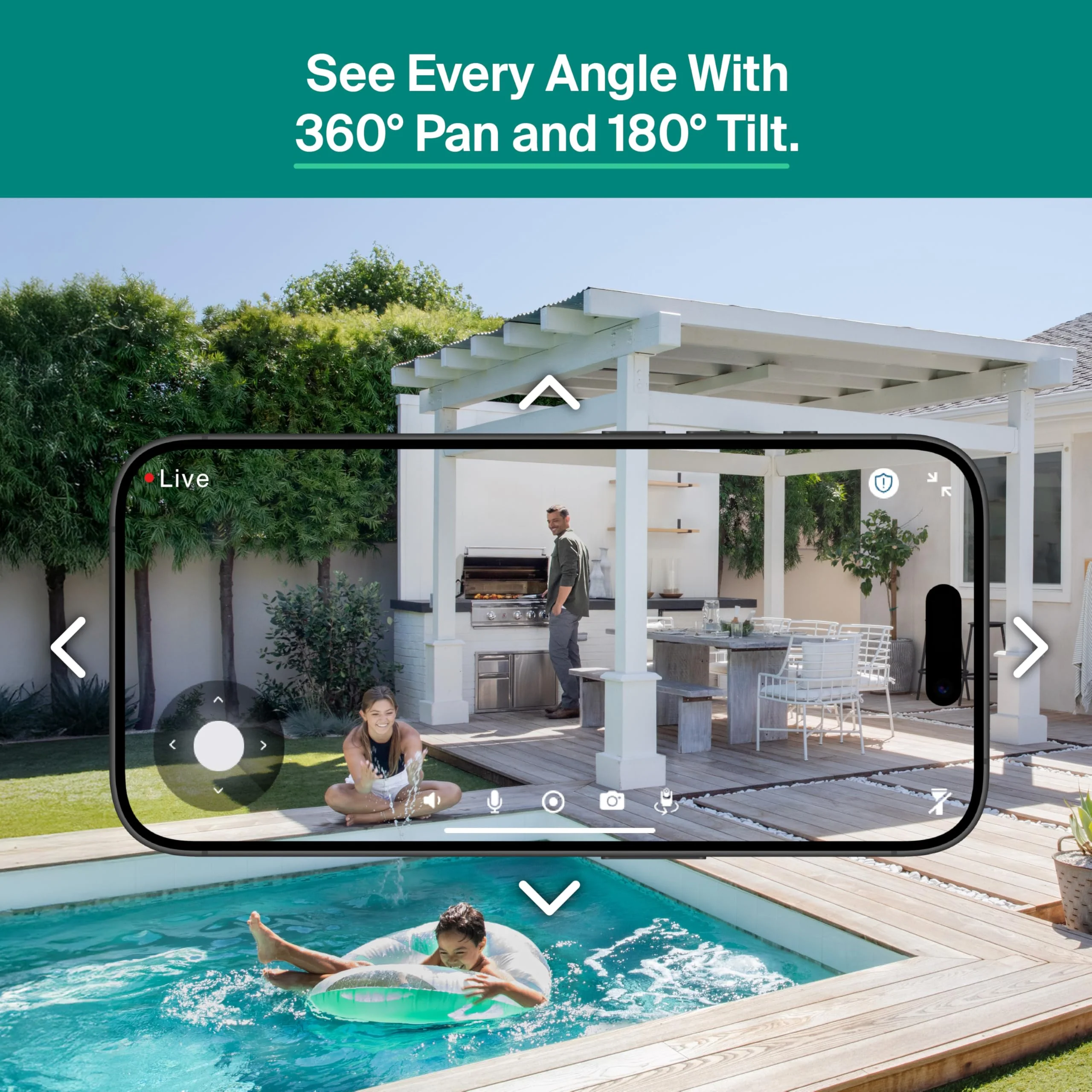 Arlo Essential Pan Tilt Security Camera, 2K Wired Plug-In Power, 360 Pan 180 Tilt, Color Night Vision, Smart Detection, Integrated Spotlight, 2 Cameras, White, VMC3083 - Image 6