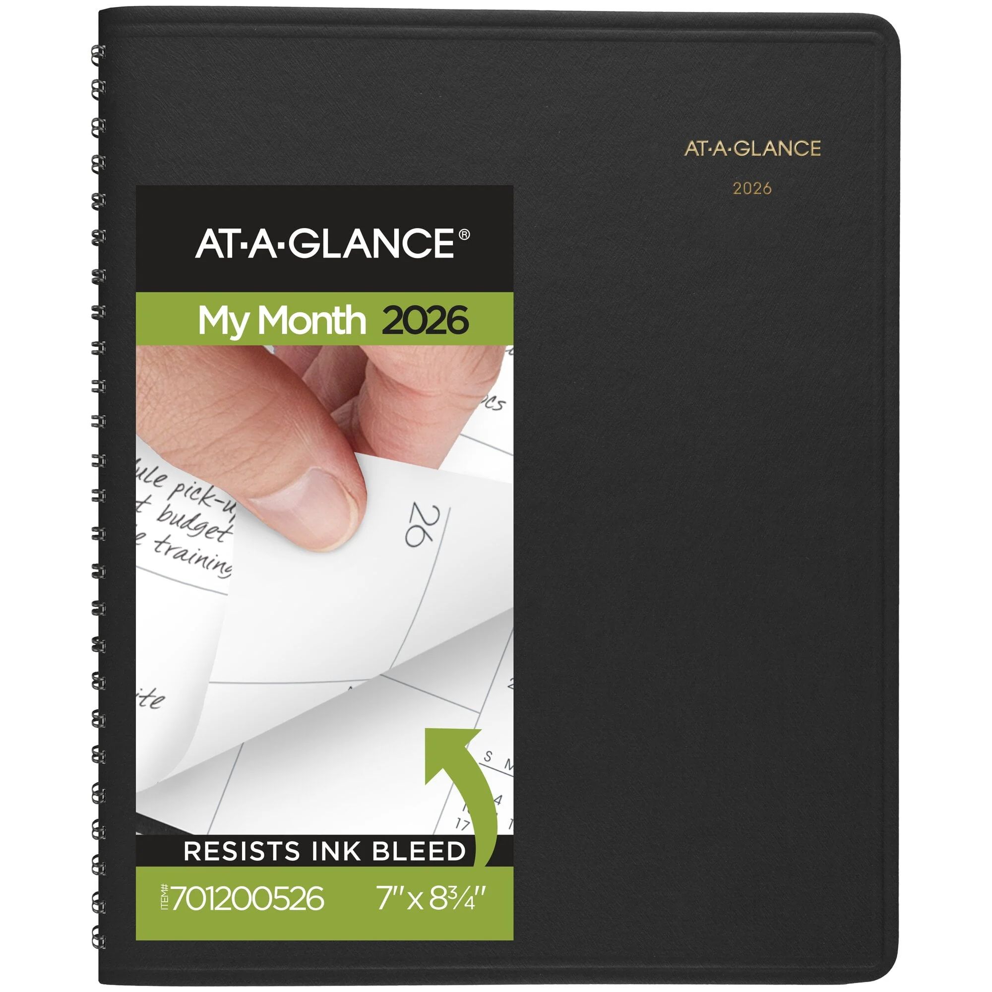At-A-Glance 2026 Monthly Planner, Faux Leather Cover, Black, 7 x 8.75 in, 701200526
