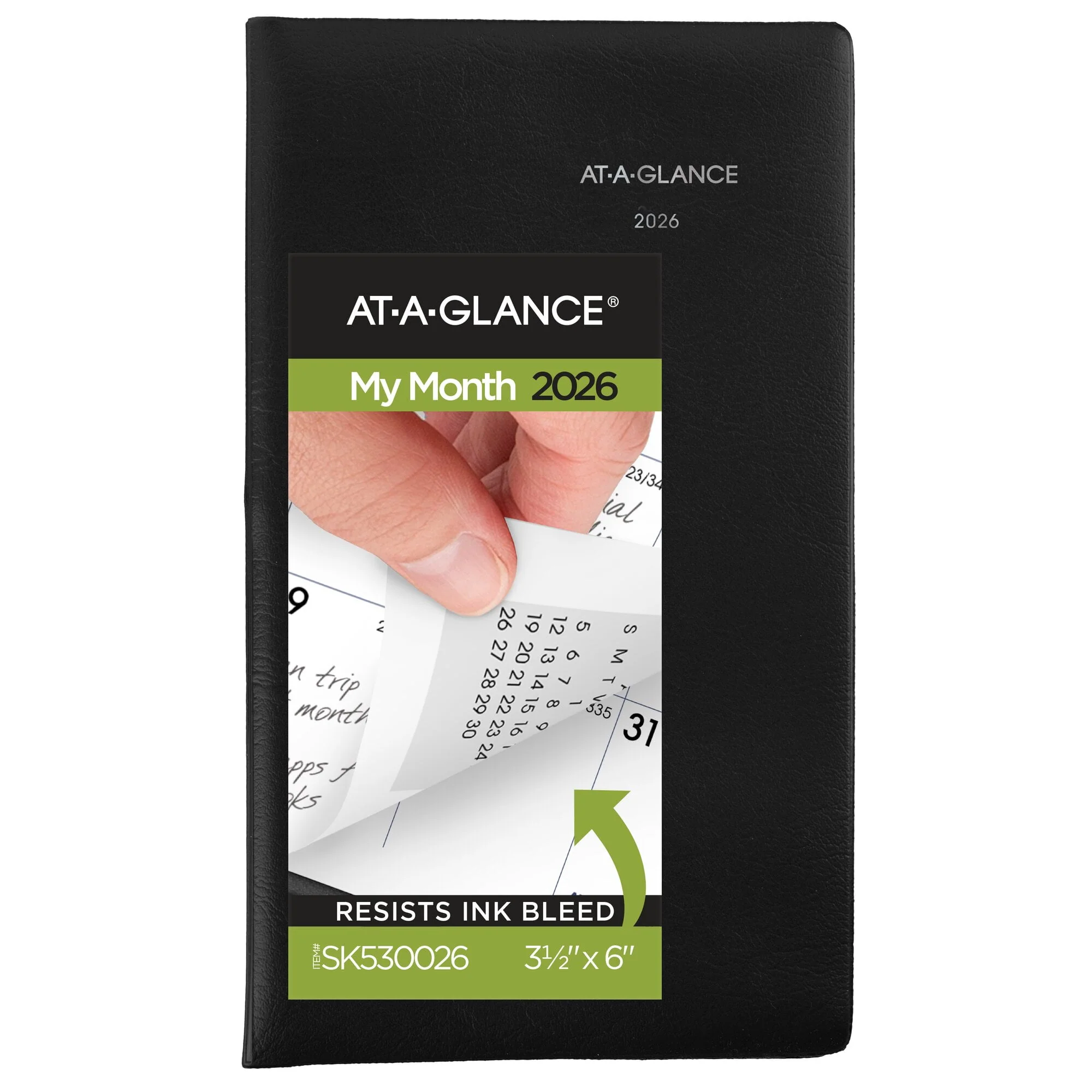 At-A-Glance DayMinder 2026 Monthly Planner, Black, Pocket Size 3.5 in x 6 in, Flexibound with Plastic Cover, SK530026