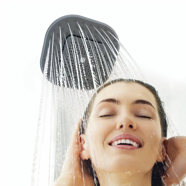 Atomi AT1490B 4.9" Fixed Mount Showerhead, Removable Magnetic 3W Bluetooth Speaker, 1.8 GPM