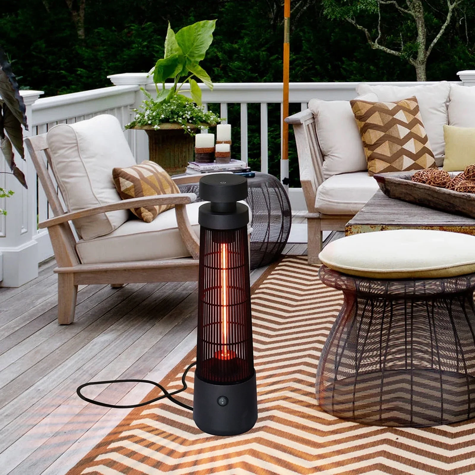 ATR ART to REAL 1200W Patio Infrared Electric Freestanding Heater, IP55 Waterproof, Touch Switch, Black