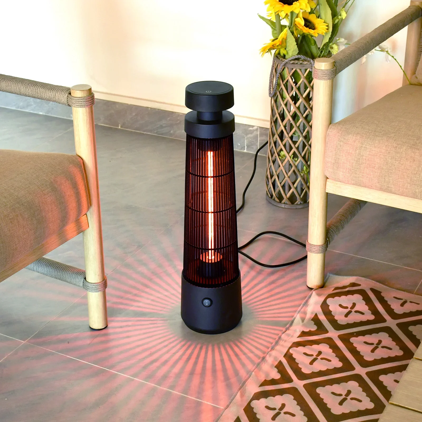 ATR ART to REAL 1200W Patio Infrared Electric Freestanding Heater, IP55 Waterproof, Touch Switch, Black - Image 3