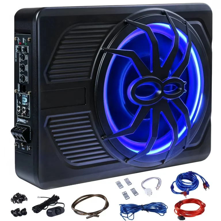 Audew Ultra-thin10" Large-Caliber Subwoofer With Blue LED Ambient - High Quality