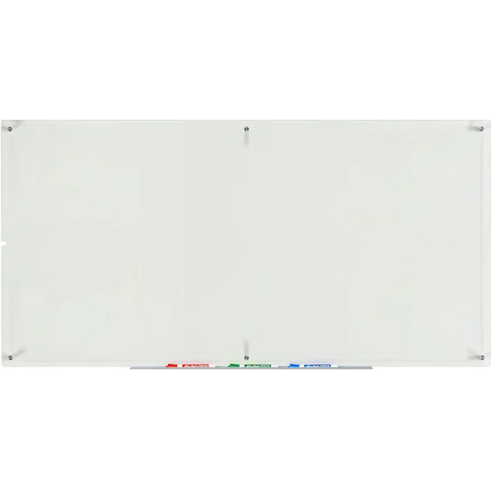 Audio-Visual Direct Clear Glass Dry-Erase Board Set, Frameless Tempered Glass, 8 ft x 4 ft, Includes Aluminum Marker Tray and Hardware, GB4896-NCAT