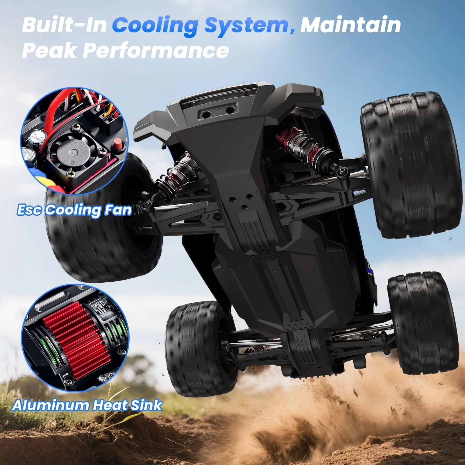 AUOSHI 1217 1:14 Upgraded RC Car, Metal Drivetrain, 60MPH Brushless Motor, Blue, 1217 - Image 6