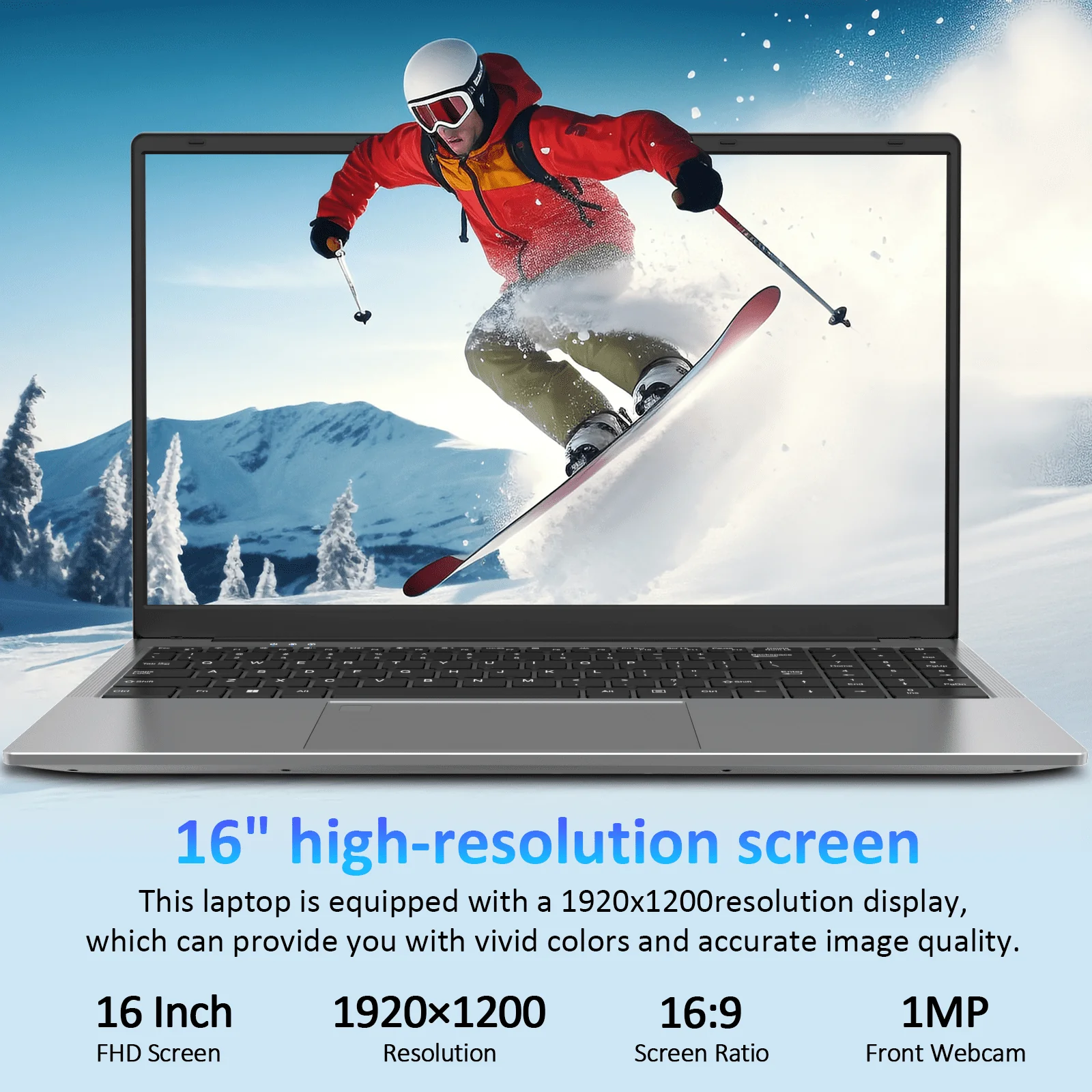 Auusda 16" Business Laptop, Intel Core i3 1000NG4, 16GB DDR4 RAM, 512GB SSD, 16" Full HD IPS Display, Windows 11 Pro, Backlit Keyboard, Fingerprint Unlock, Silver - Image 5