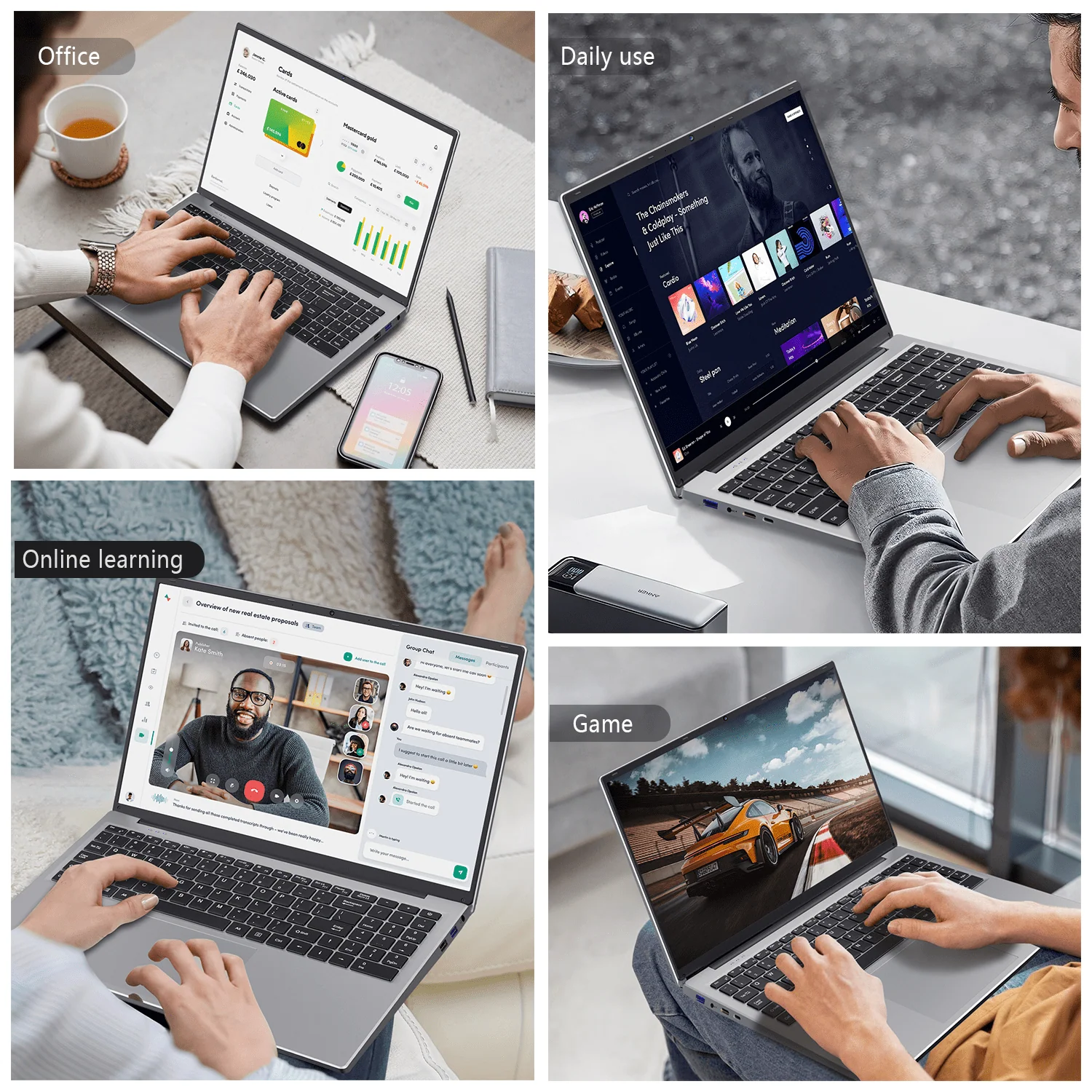 Auusda 16" Business Laptop, Intel Core i3 1000NG4, 16GB DDR4 RAM, 512GB SSD, 16" Full HD IPS Display, Windows 11 Pro, Backlit Keyboard, Fingerprint Unlock, Silver - Image 7