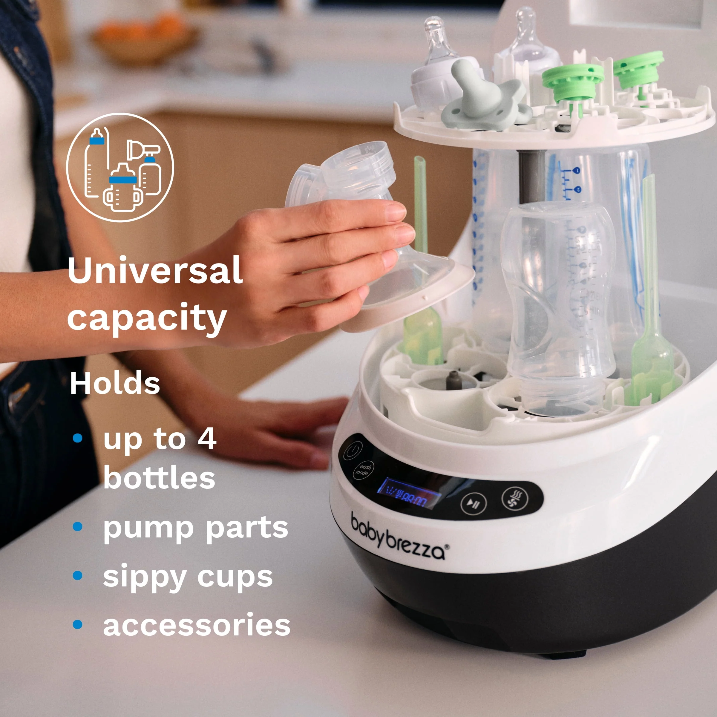 Baby Brezza Bottle Washer Pro, Automatic Bottle Washer Sterilizer Dryer, White, 4 Bottle Capacity, BRZ0103 - Image 7