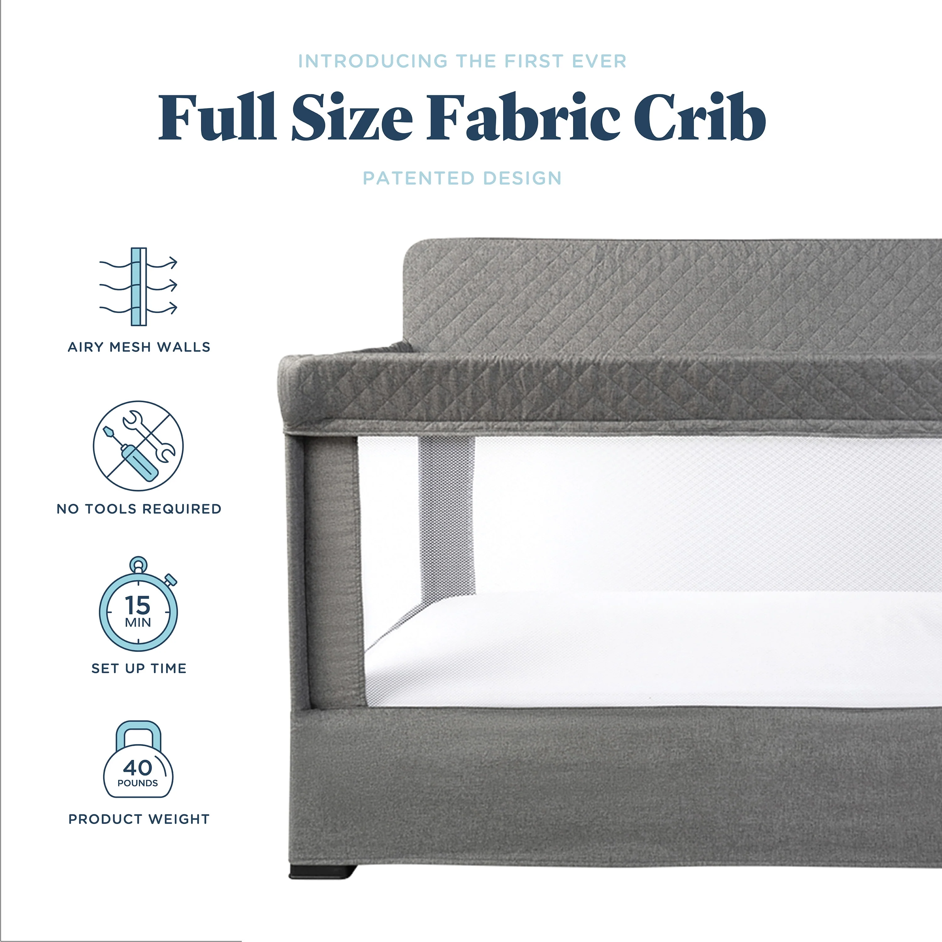 Baby Delight Lunaire Full Size Mesh Baby Crib and Playard with GOTS Certified Organic Cotton Fabric, Breathable Mesh Walls, Tool-Free Assembly, Organic Sage - Image 7